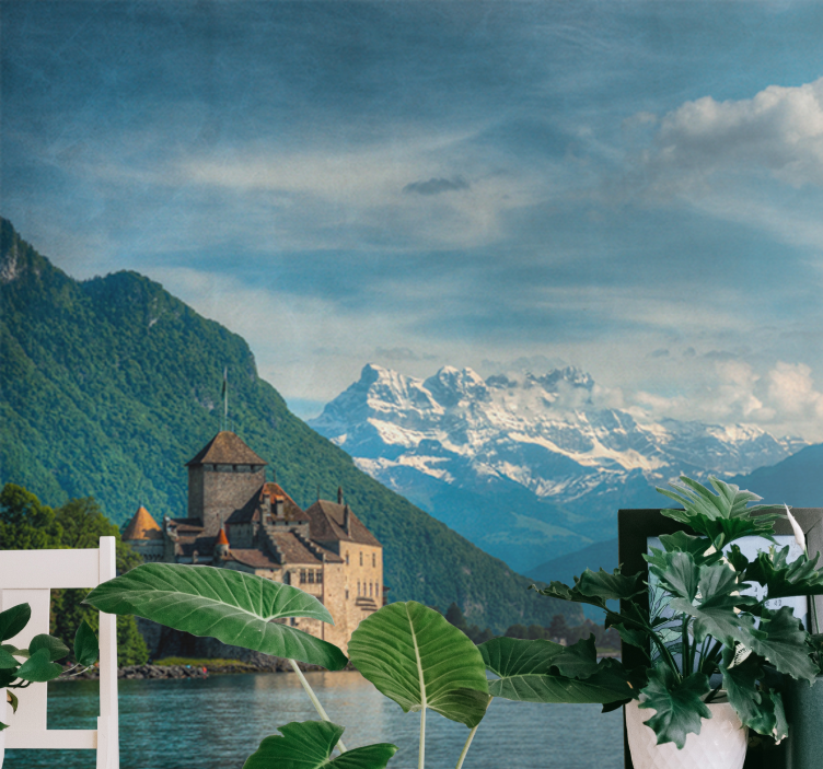 Landscape wall mural mountainous castle view - TenStickers