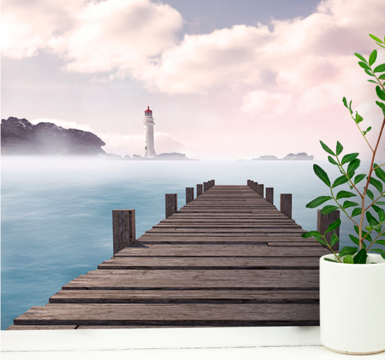 Landscape wall mural seaside lighthouse path - TenStickers