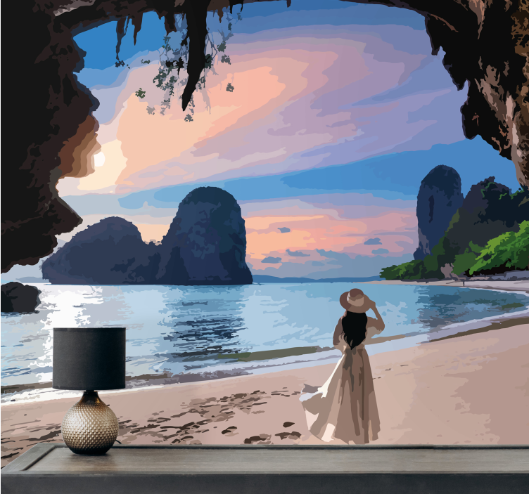 Landscape wall mural serene beach retreat - TenStickers