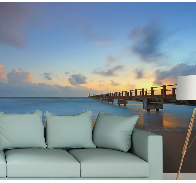 Landscape wall mural serene ocean pier - TenStickers