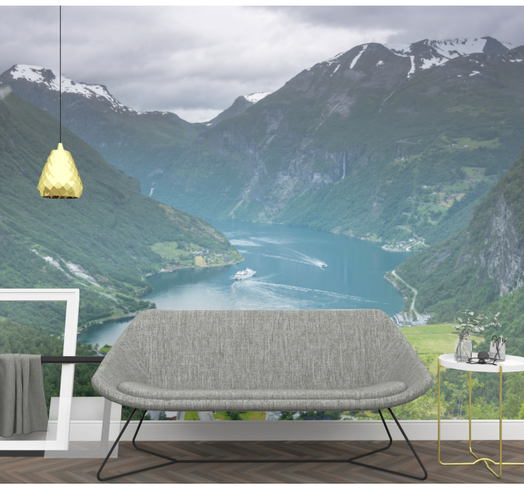 Landscape wall mural stunning fjord views - TenStickers