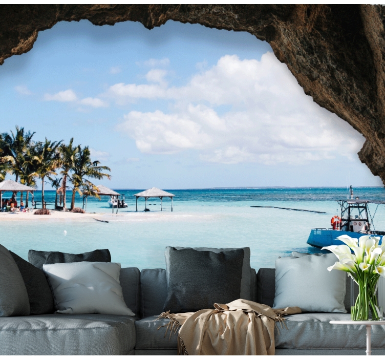 Landscape wall mural tropical seaside view - TenStickers