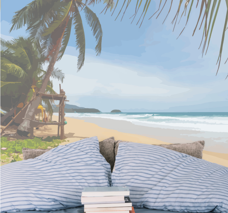 Landscape wall mural tropical shoreline view - TenStickers