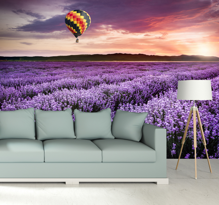 Lavender Field Tranquility flower wall mural - TenStickers