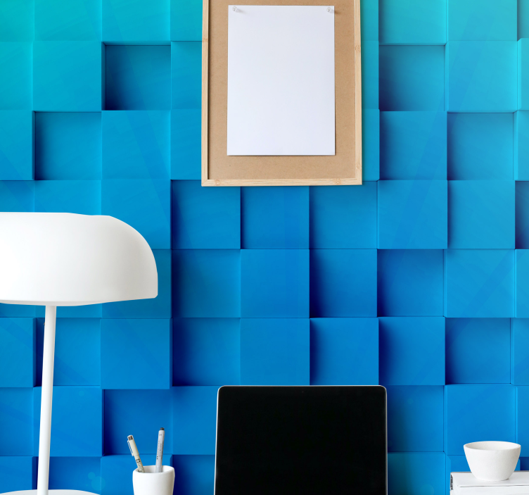 Layered blue patterns texture and pattern wall mural - TenStickers