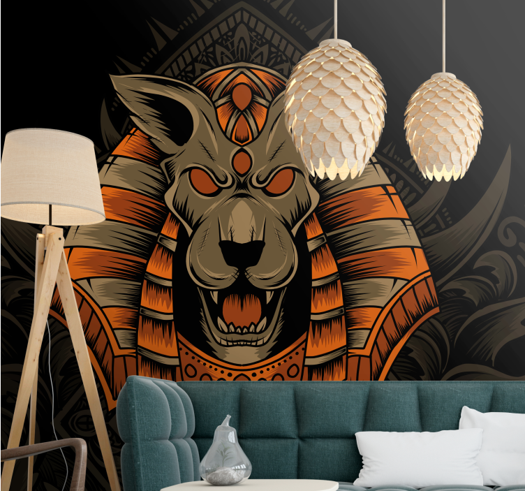 Lion wall mural fierce egyptian warrior - TenStickers
