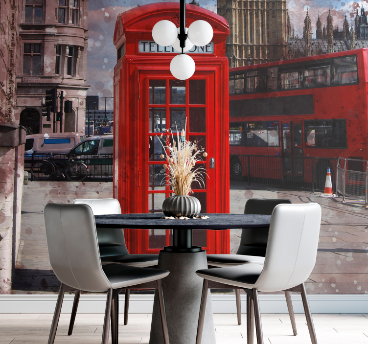 London wall mural iconic red telephone design - TenStickers