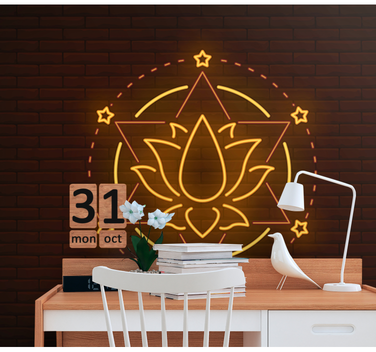 Lotus Star Outline mandala wall mural - TenStickers