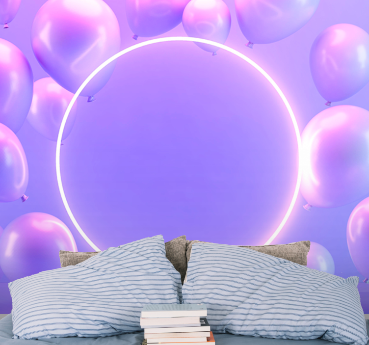 Love wall mural floating balloon circle - TenStickers