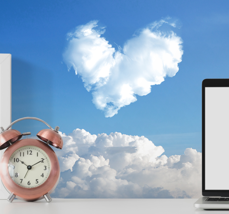Love wall mural heart shaped clouds - TenStickers