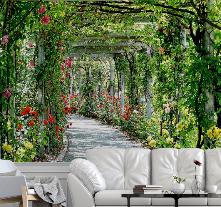 Lush Floral Arcade flower wall mural - TenStickers