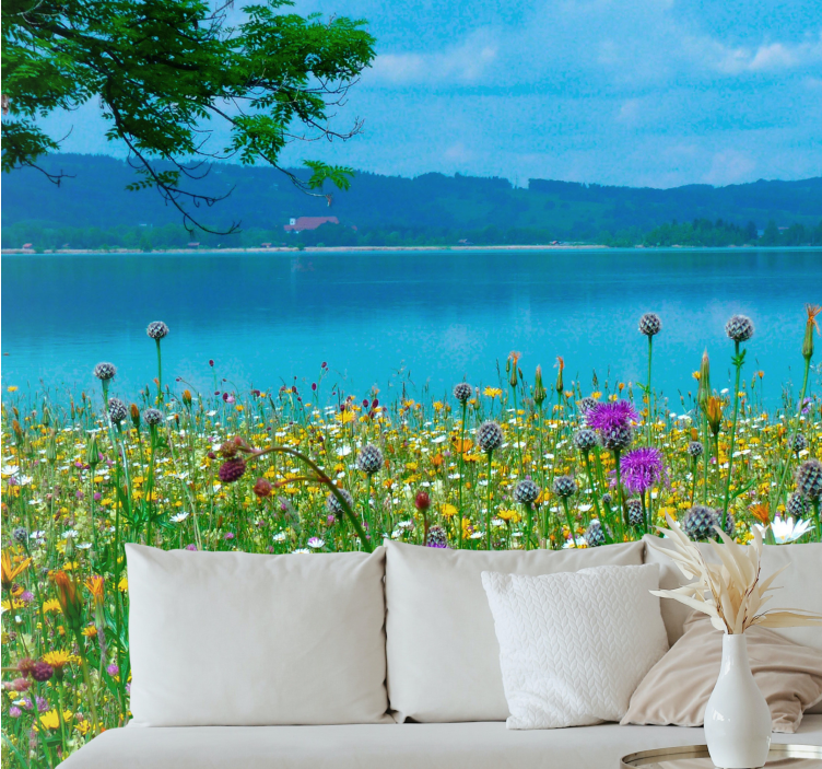 Lush meadow flora flower wall mural - TenStickers