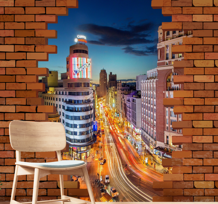 Madrid wall mural madrid cityscape at dusk - TenStickers