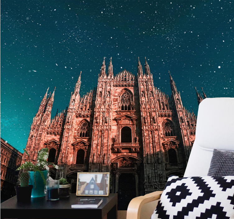 Madrid wall mural milan cathedral nightscape - TenStickers