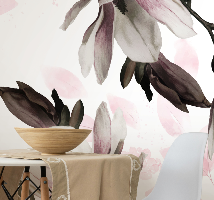 Magnolia wall mural elegant magnolia blooms - TenStickers