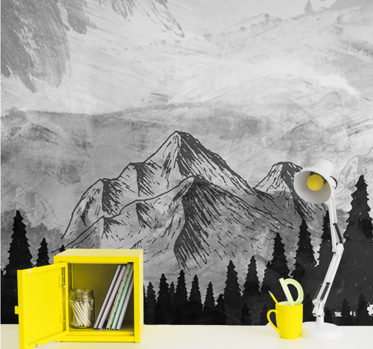 Majestic Gray Peaks mountain wall mural - TenStickers