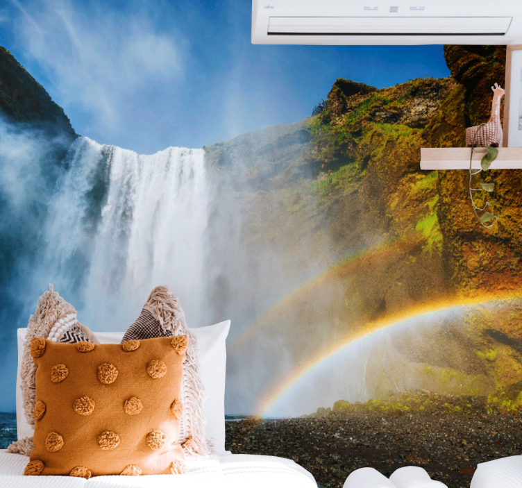 Majestic Rainbow View waterfall wall mural - TenStickers