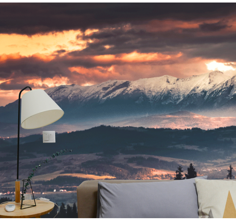 Majestic snowy peaks mountain wall mural - TenStickers