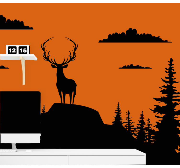Majestic Stag Silhouette animal wall mural - TenStickers