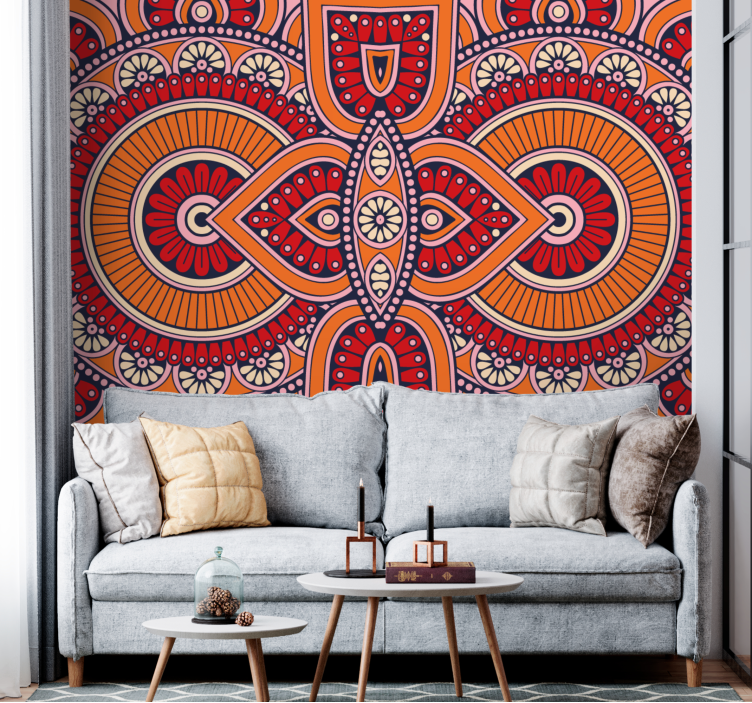 Mandala wall mural with intricate circular patterns - TenStickers