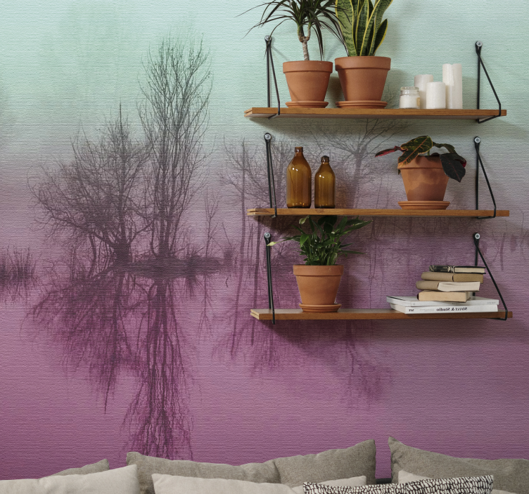 Misty Reflection Landscape nature wall mural - TenStickers