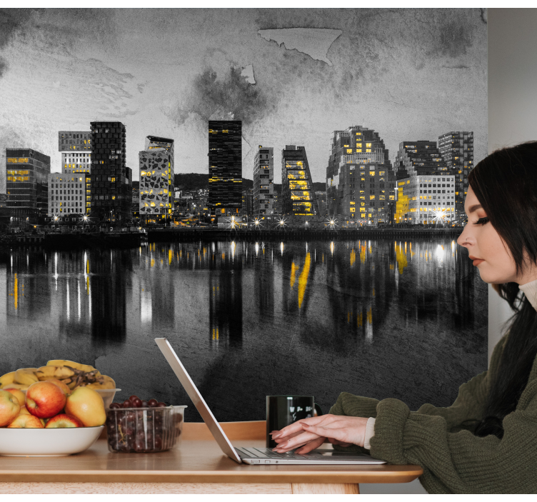 Modern Skyline Reflection city wall mural - TenStickers