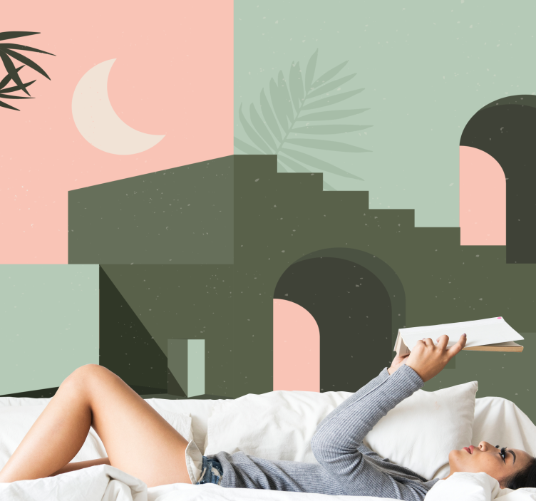 Modern wall mural abstract geometric design - TenStickers