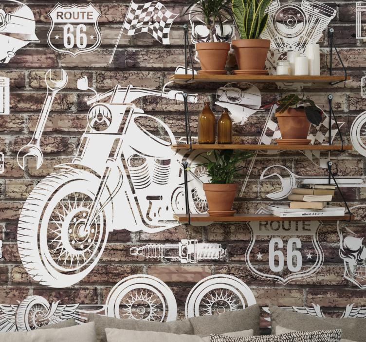Motorcycle route 66 vehicle wall mural - TenStickers