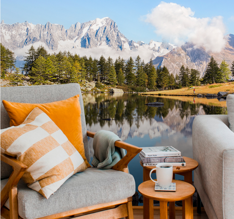 Mountain reflection scenery landscape wall mural - TenStickers