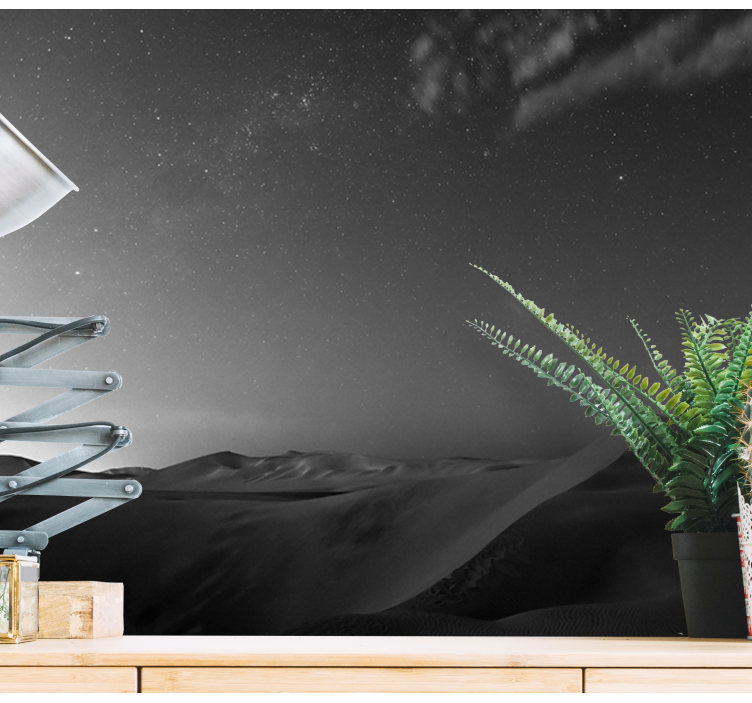 Mountain wall mural desert dunes night - TenStickers
