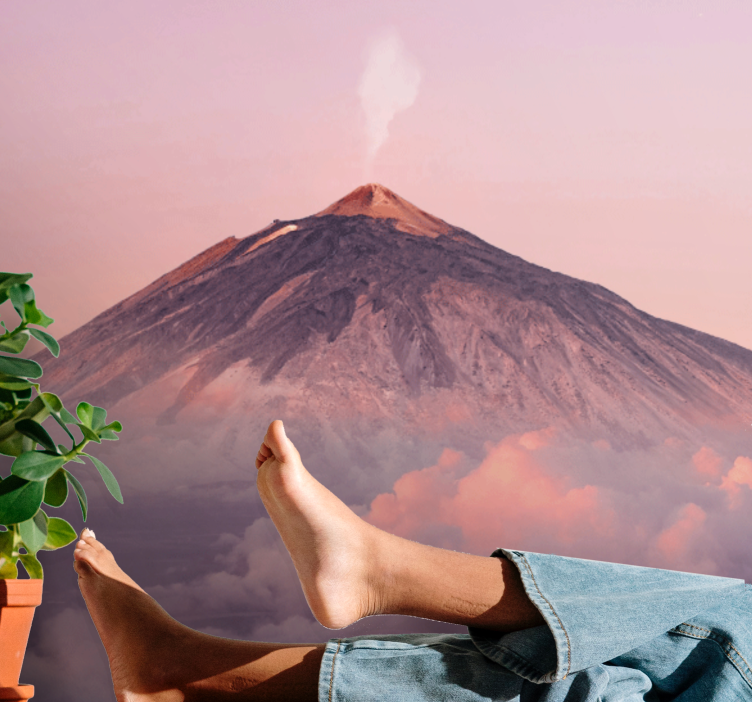 Mountain wall mural smoky volcano peak - TenStickers