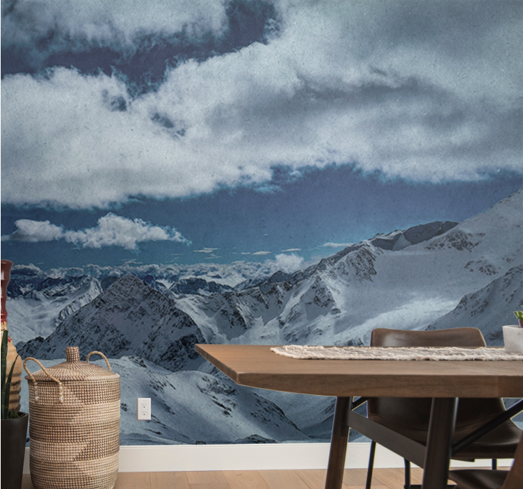 Mountain wall mural snow-capped mountain peaks - TenStickers