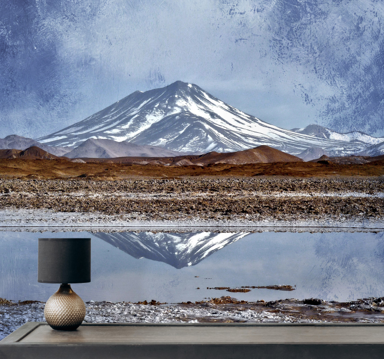 Mountain wall mural snowy mountain reflection - TenStickers