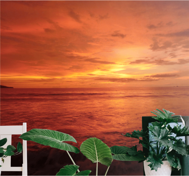 Mountain wall mural twilight sea view - TenStickers