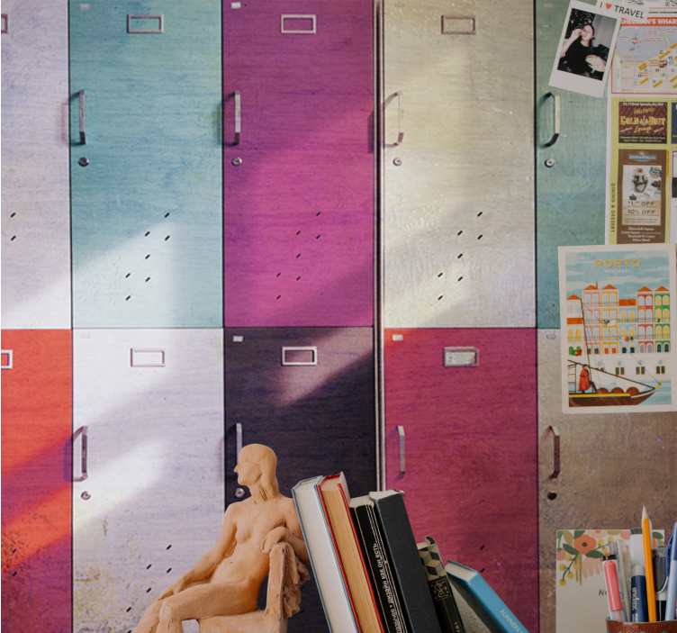 Music wall mural colorful locker doors - TenStickers