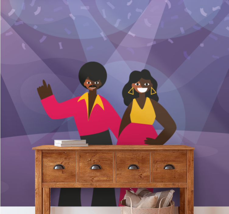 Music wall mural disco dancing duo - TenStickers