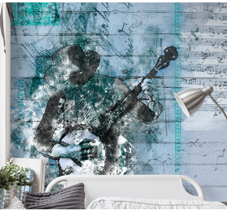 Music wall mural musician playing banjo - TenStickers