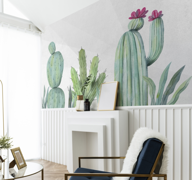 Nature wall mural cactus floral design - TenStickers