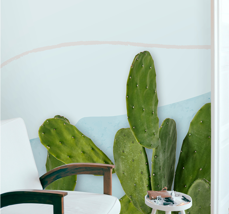 Nature wall mural cactus greenery design - TenStickers