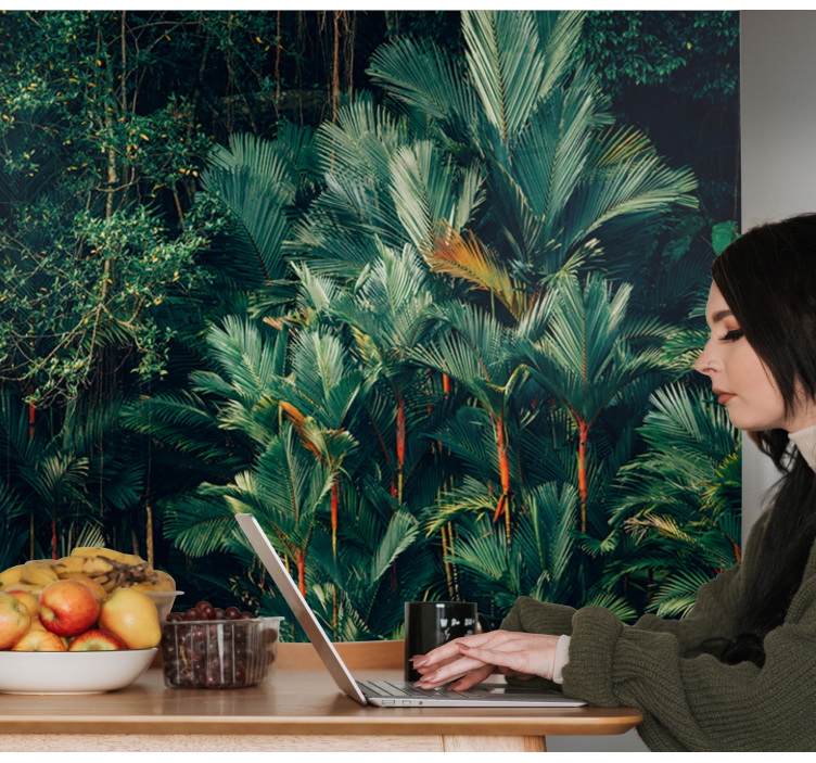 Nature wall mural exotic palm foliage design - TenStickers