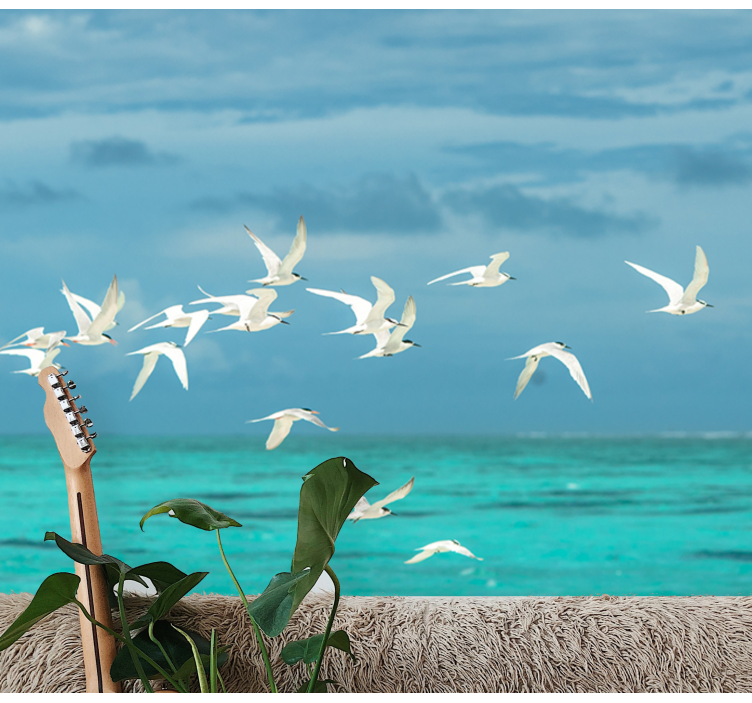 Nature wall mural flying birds landscape - TenStickers