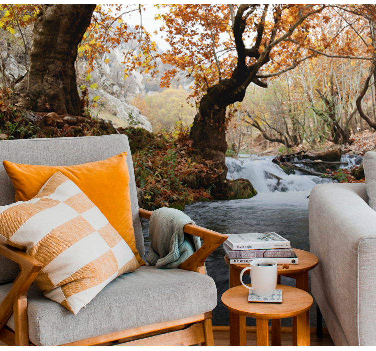 Nature wall mural forest stream calm - TenStickers