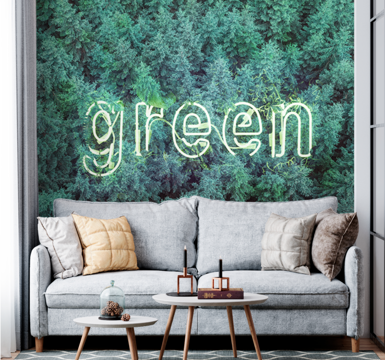 Nature wall mural green forest typography - TenStickers