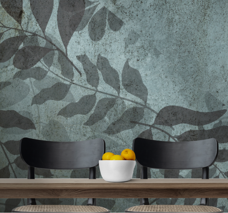 Nature wall mural in soft leaf patterns - TenStickers