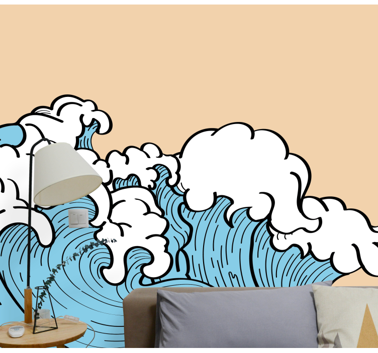 Nature wall mural ocean wave pattern - TenStickers