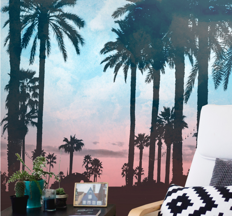 Nature wall mural palm tree silhouette - TenStickers