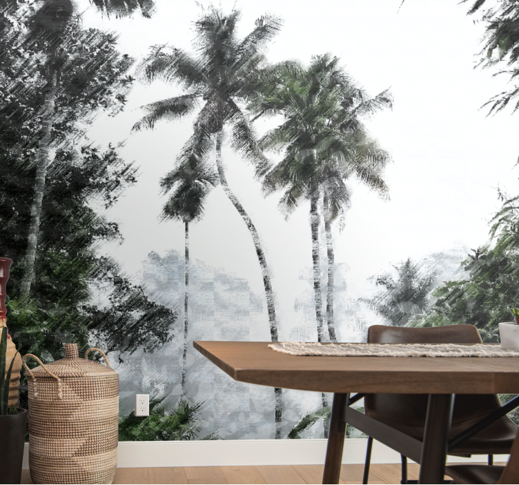 Nature wall mural palm tree tranquility - TenStickers