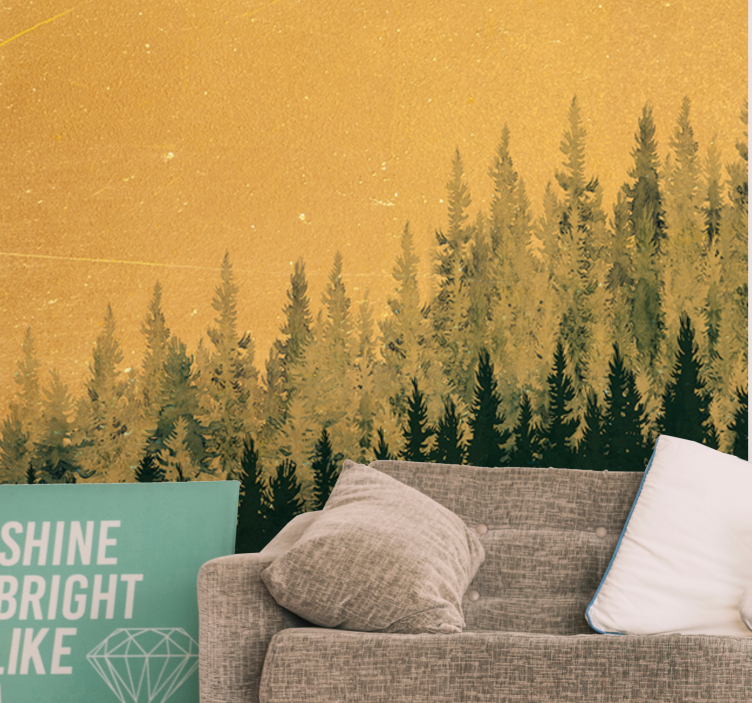 Nature wall mural pine tree silhouette - TenStickers