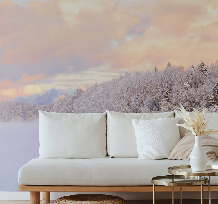 Nature wall mural snowy forest scene - TenStickers