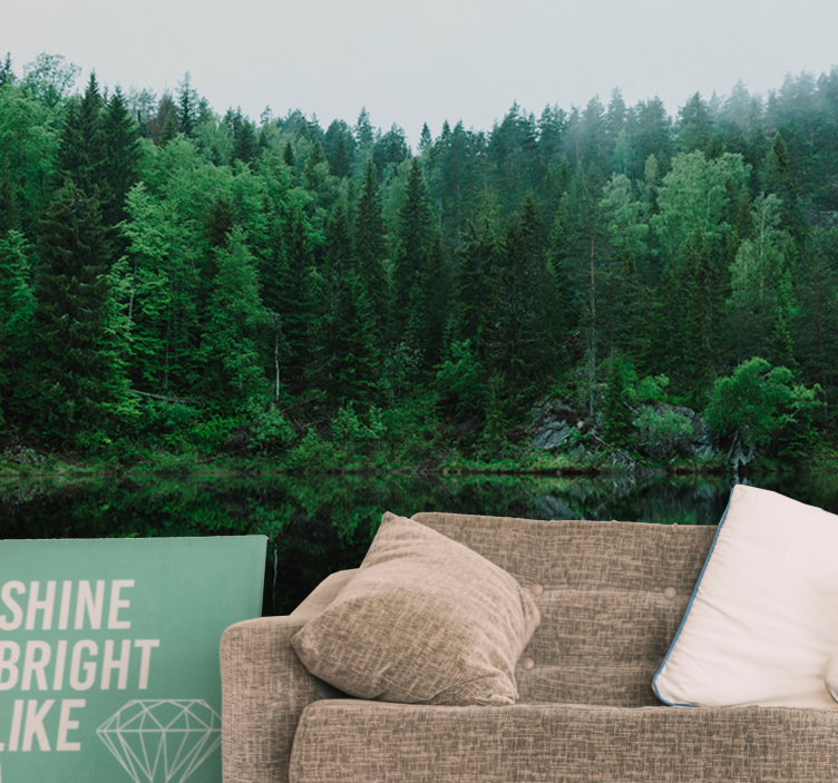 Nature wall mural tranquil forest reflection - TenStickers